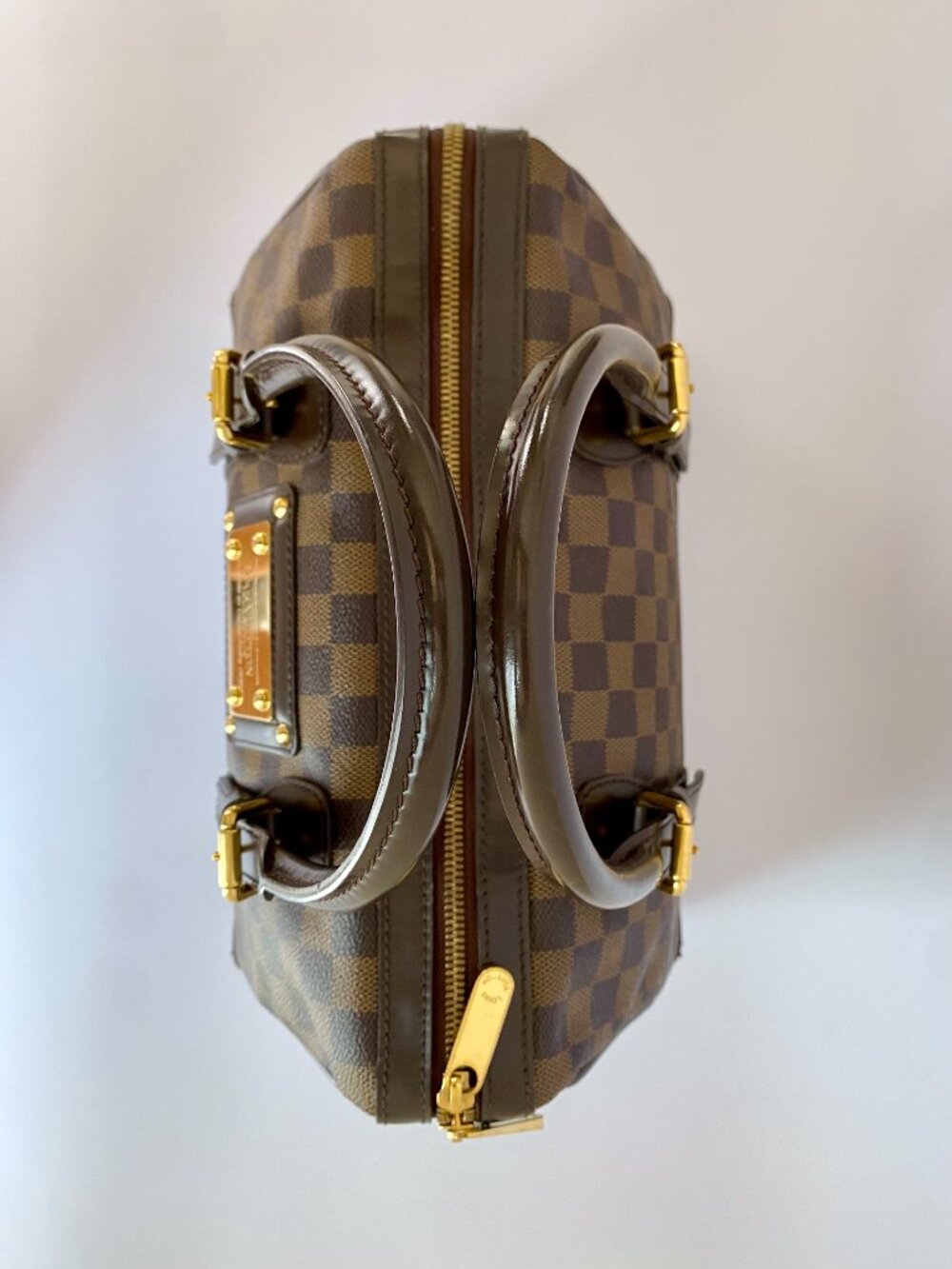 Louis Vuitton Berkeley Damier Ebene Satchel Bag Brown Top Handle - Picture 5 of 16